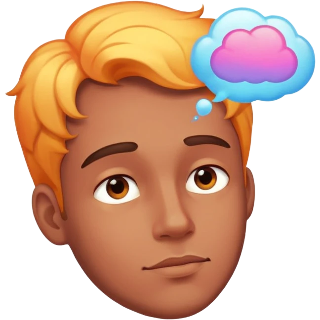 a dude dreaming of something cool, expressive face, dreamy thought bubble, vibrant colors emoji