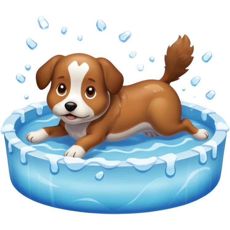 Dog swimming in a pool full of ice emoji