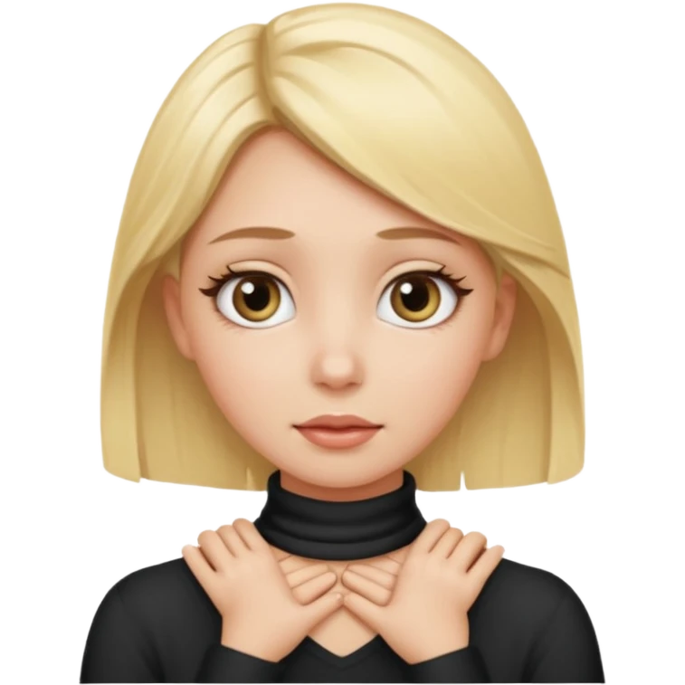 a blonde female with hands around neck and eyes a little more wide than usual  emoji