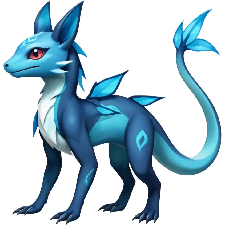 Colorful Dark Shiny Exotic Salandit-Aurorus-Glaceon-Fakémon-hybrid-creature (full body)  emoji