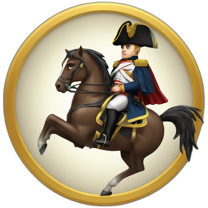 serious angry napoleon on horse hold golden eagle emoji