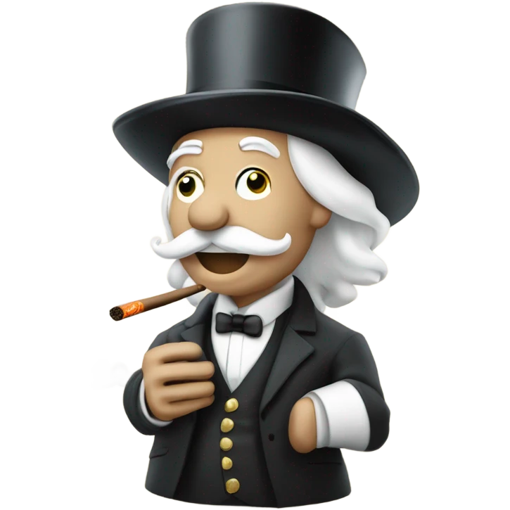 monopoly man with white hair with a chain and smoking a cigar emoji