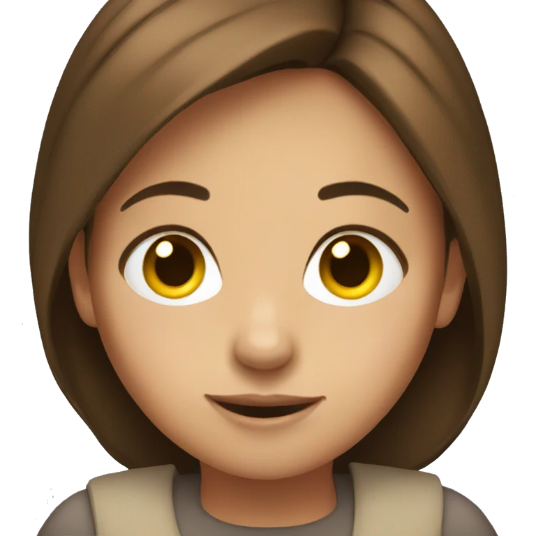 girl with brown hair reading emoji