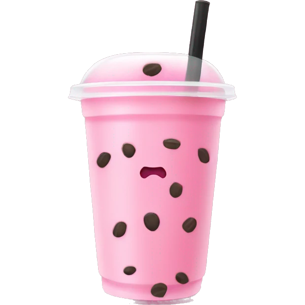 Pink boba tea no face emoji