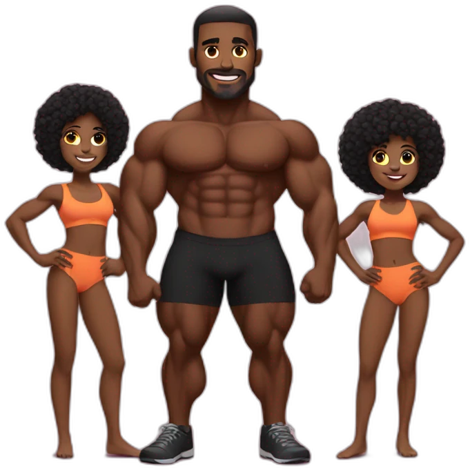 Black body builder family  emoji