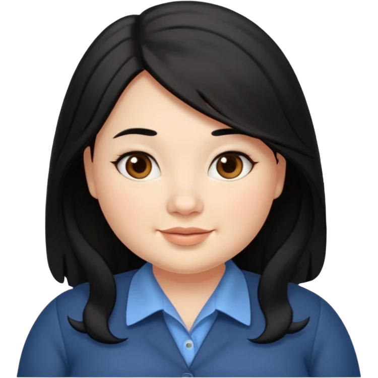 Slightly chubby professional woman with dimples, brown eyes, and long black hair emoji