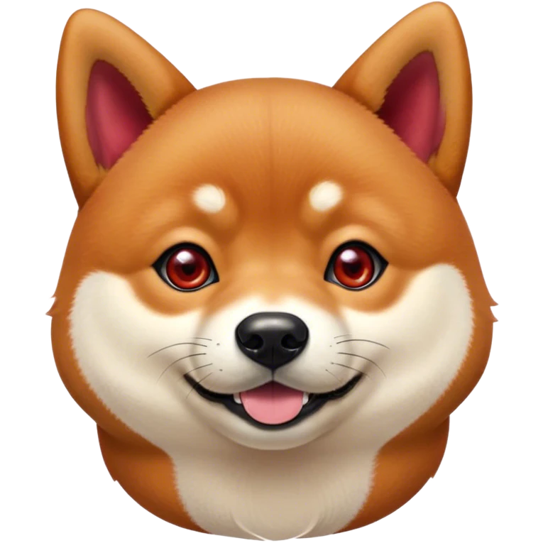 Cinematic Cute Shiba Inu Portrait Emoji, Head tilted playfully and inquisitively, featuring a rich red fur with a creamy underbelly and perky ears, round, sparkling brown eyes filled with curiosity, Simplified yet irresistibly adorable features, highly detailed, glowing with a warm, friendly glow, high shine, affectionate and lively, stylized with a touch of whimsy, bright and endearing, soft glowing outline, capturing the essence of a mischievous yet loving pup, so playful it feels like it could leap out of the screen and into your arms! emoji
