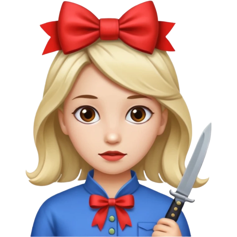 Photo of a killer girl with a knife and a graphic bow in her hair emoji