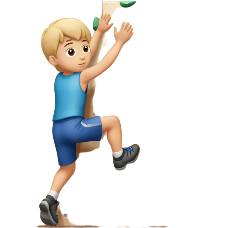 Young boy climbing on climbing wall  emoji