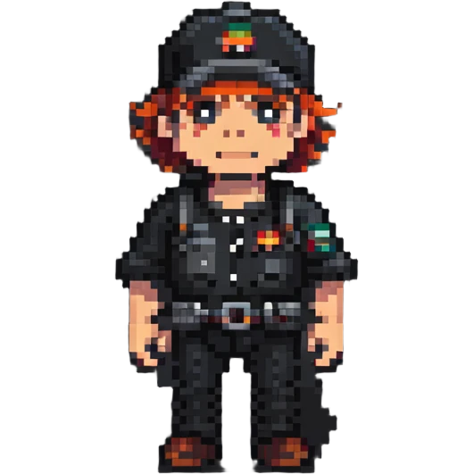 gritty urban character inspired by 'bastard munchen' in pixel art style emoji