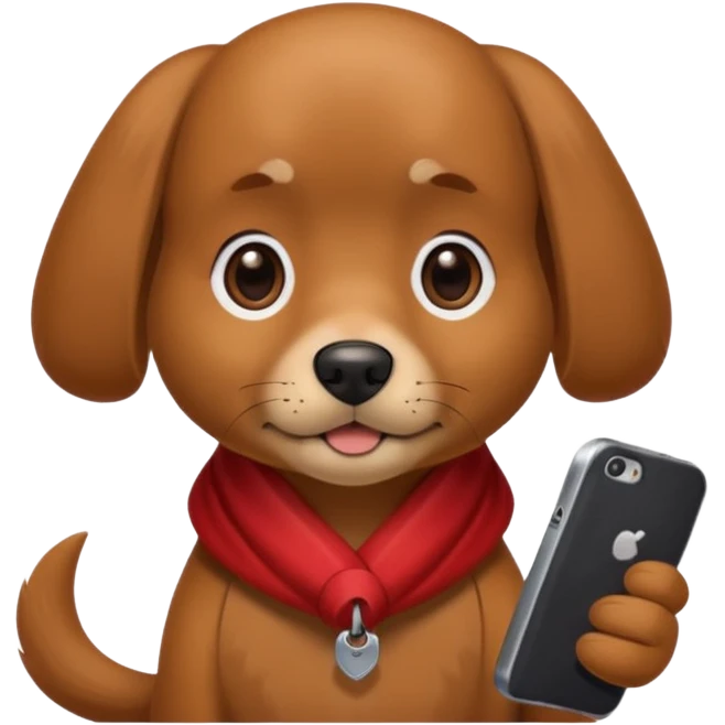 Pies z telefonem emoji