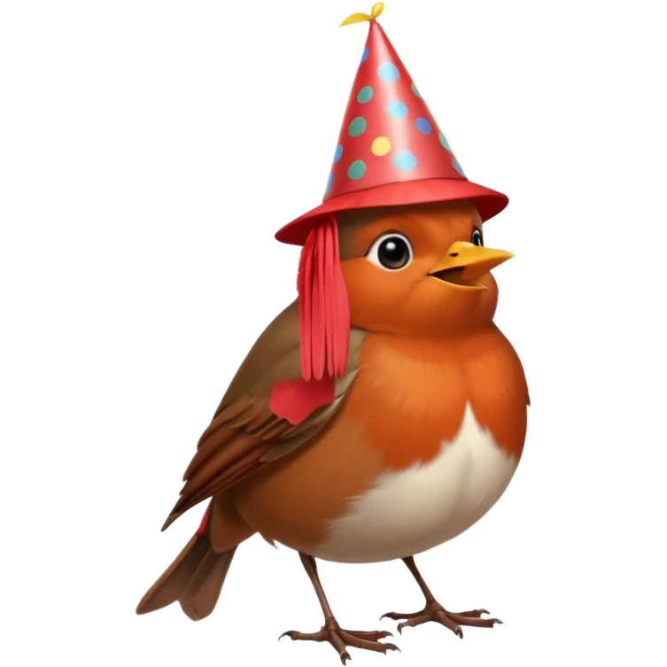 un rouge gorge a son anniversaire emoji