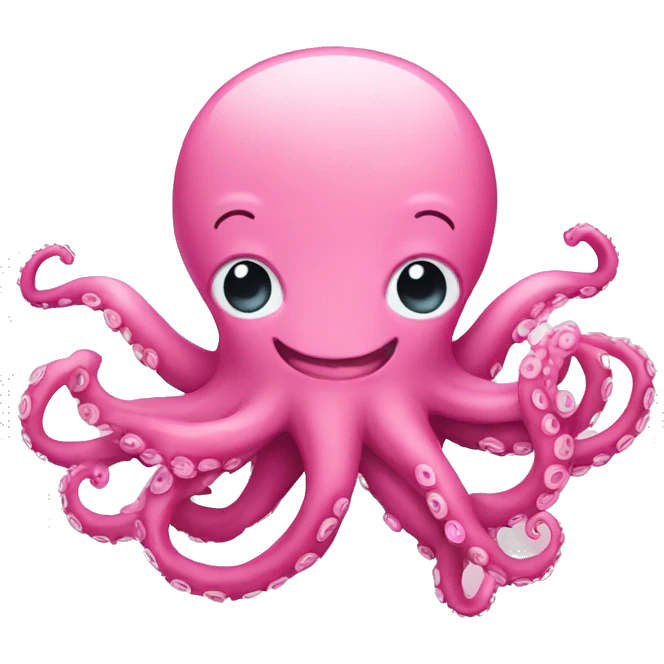 Pink octopus with cute face and smile emoji