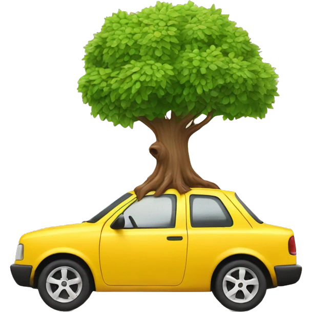 car with tree growing out of it  emoji