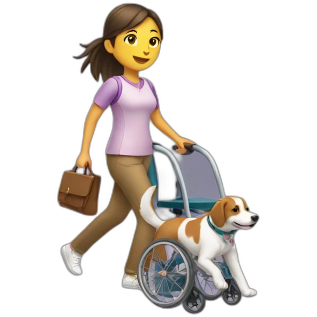girl on a wheelchair, walking a dog emoji
