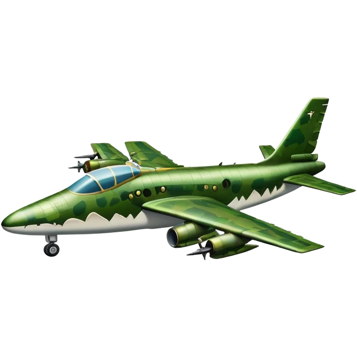 military airplane with a crocodile head dropping bombs emoji