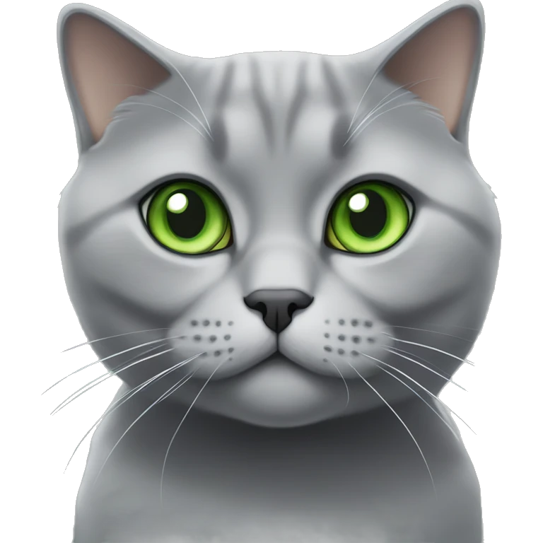 British shorthair cat grey with green eyes emoji