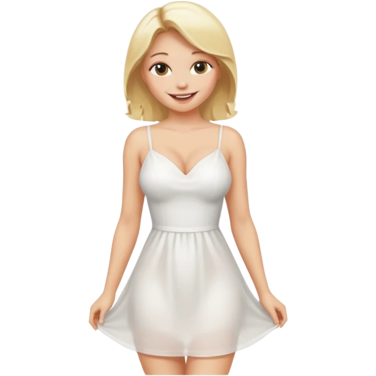 Sexy blonde girl with no shirt and full body with tits and pussy emoji