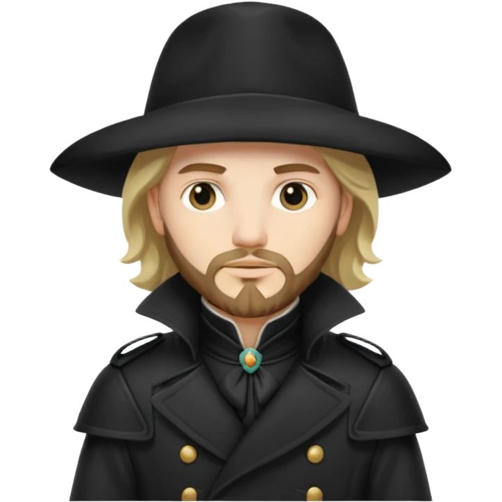 Athos, musketeer in black trench coat emoji