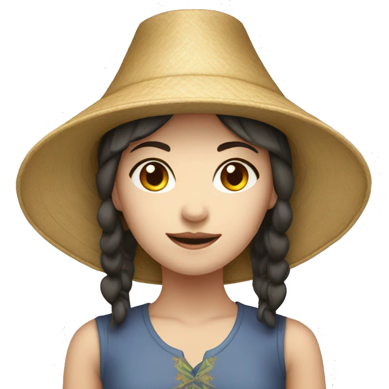 Fair-skinned Girl with chinese hat emoji