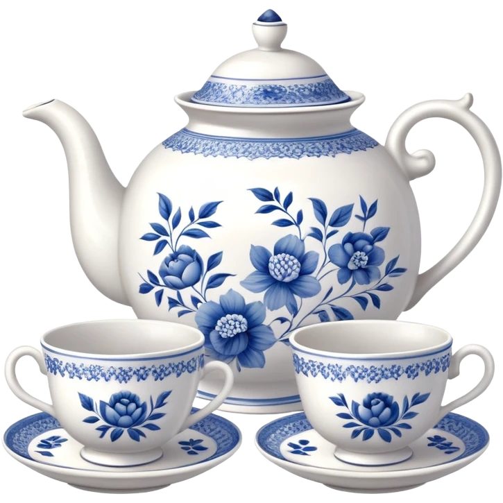 teapot and teacups on a table emoji