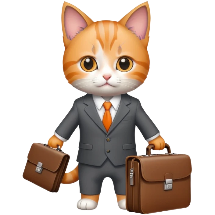 kitten in a suit holding a briefcase emoji