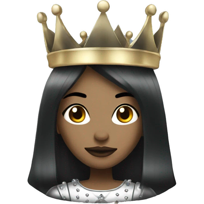 gothic queen with silver crown black hair emoji