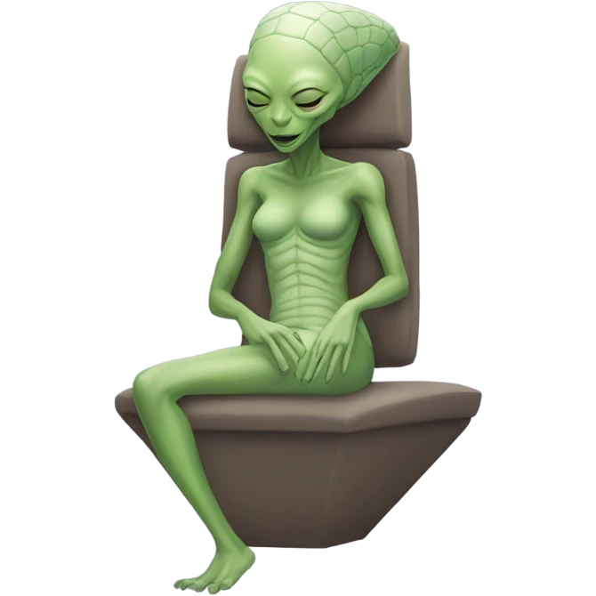 a Reptilian alien woman, full body, sleeping emoji