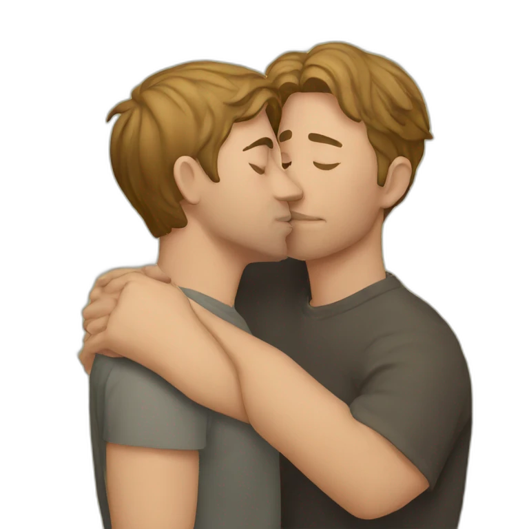 guy kissing another guy accidentally emoji