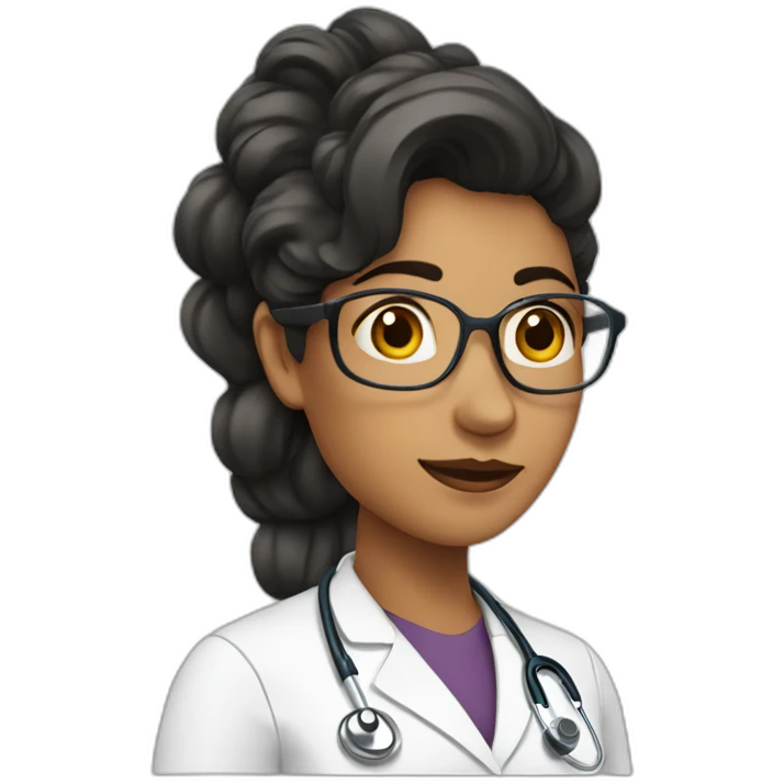 DOCTORA BLANCA CON PELO CON RULOS NEGROS LARGOS emoji