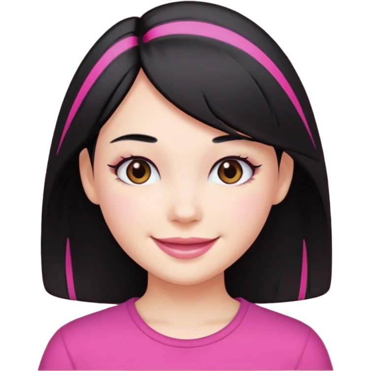 girl with black hair and pink streak by ear emoji