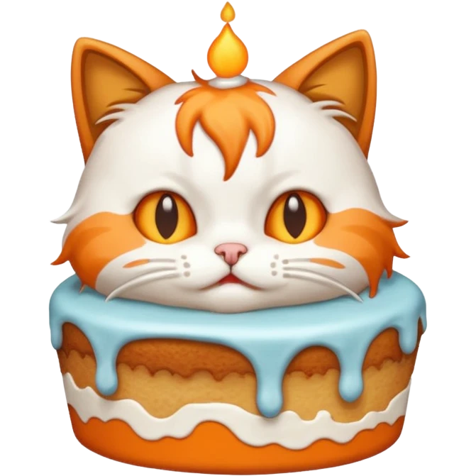 Cat vomiting because of eating cake emoji