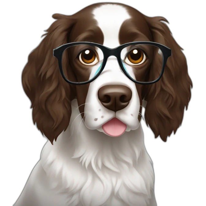 Springer spaniel with glasses emoji