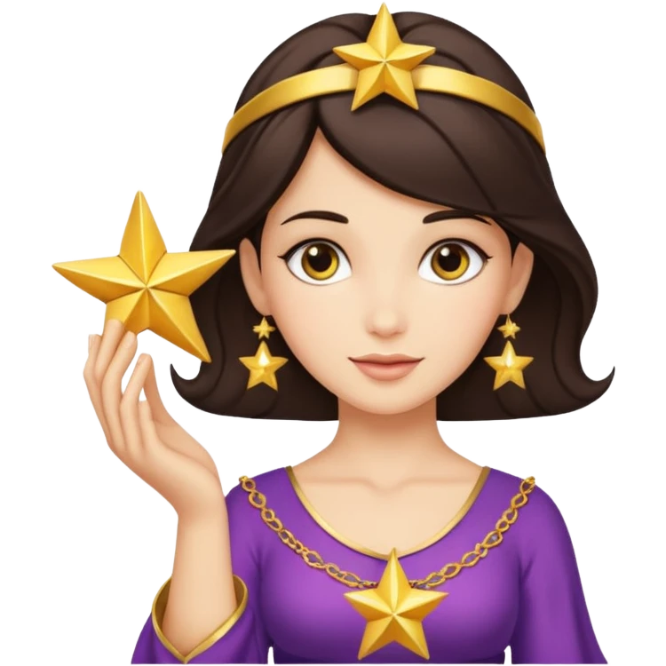 brunette female genie holding a star  emoji