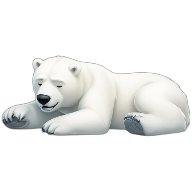 Polar bear cartoony full body laying down emoji