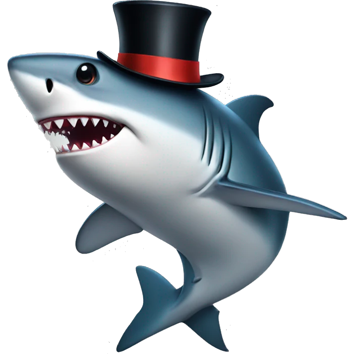 Shark with a top hat emoji