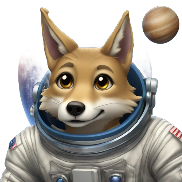 A coyote in outer space emoji