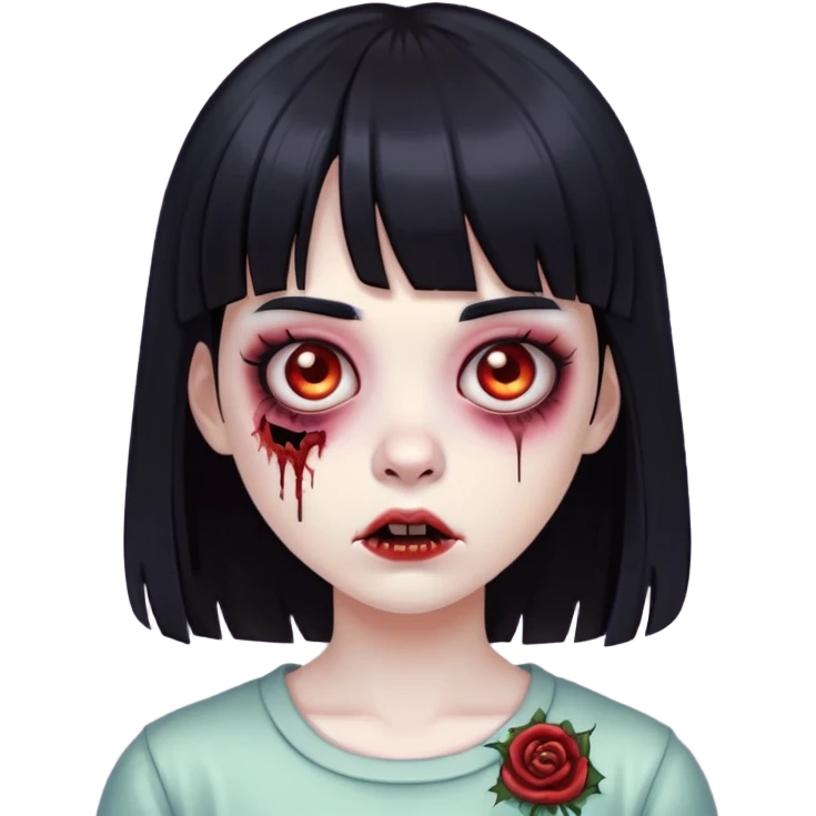 girl zombie with black hair and bangs emoji