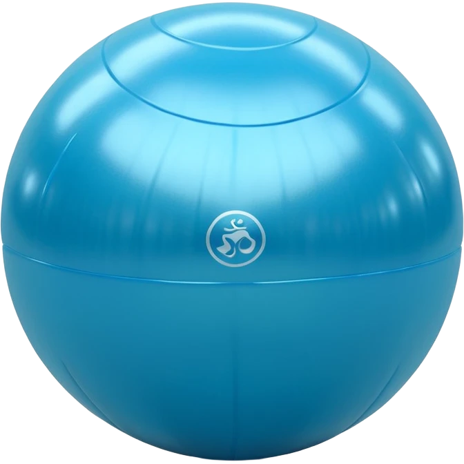 3D render of Yoga Ball made of shiny inflatable vinyl, visible seam lines, air valve, highly reflective plastic texture, pool toy aesthetic. emoji
