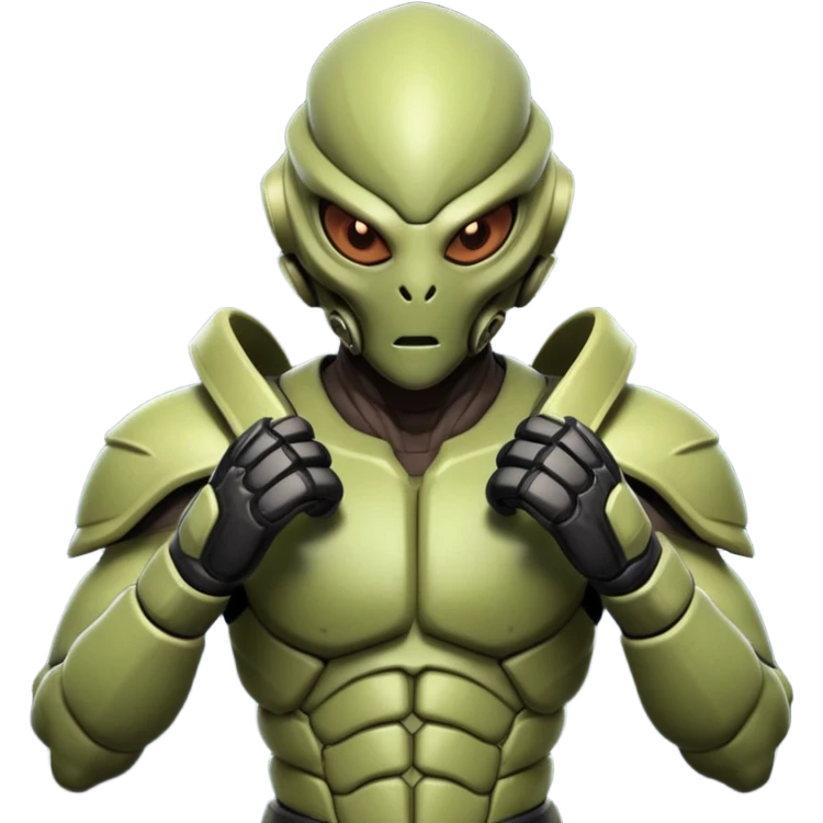 insectoid alien MMA fighter portrait, head and shoulders only, armored exoskeleton skin, sharp eyes, combat gloves, aggressive stance, 3D cartoon, mobile game icon style, clean background, no text, no watermark
 emoji