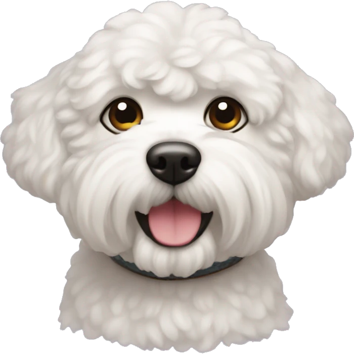 perro bichon maltés con coletas emoji