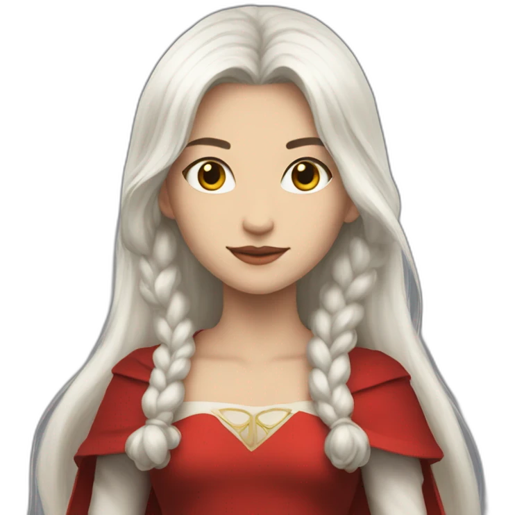 rpg-girl-with-long-white-hair and red dress emoji