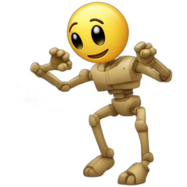 Anthropomorphic computer with arms and legs doing something random emoji
