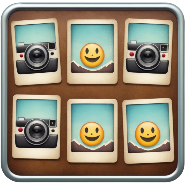 board with 6 polaroid photo emoji
