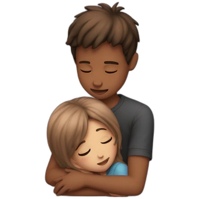 A girl comforting boy emoji