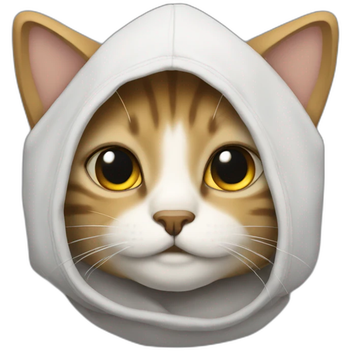un chat avec une capuche emoji