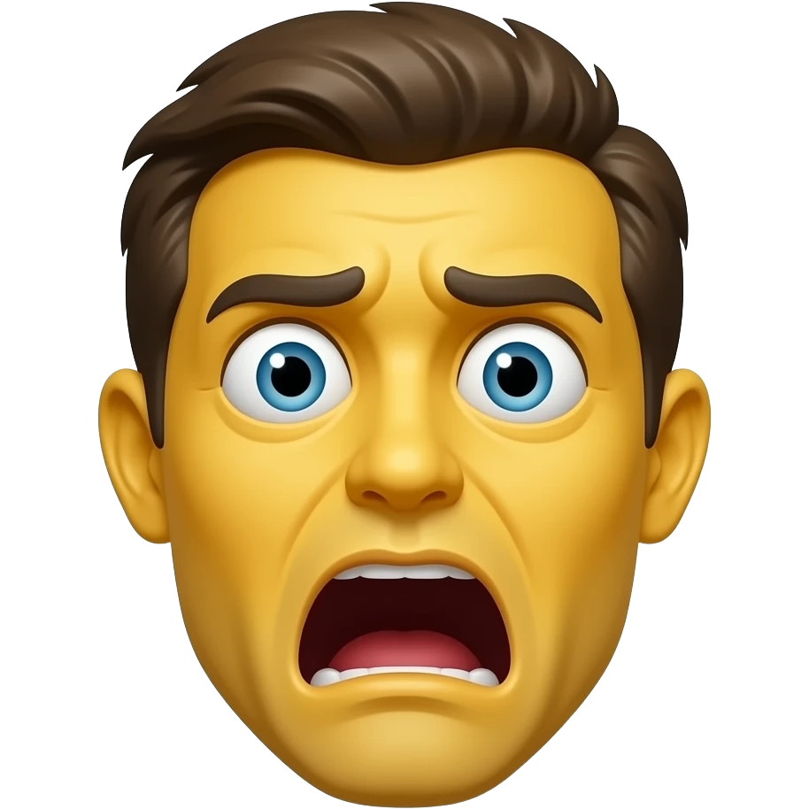 un emoji bonhome jaune qui est terrifié au plus haut point vraiment il a vu quelque chose d'horrible et de traumatisant et il est horrifié emoji