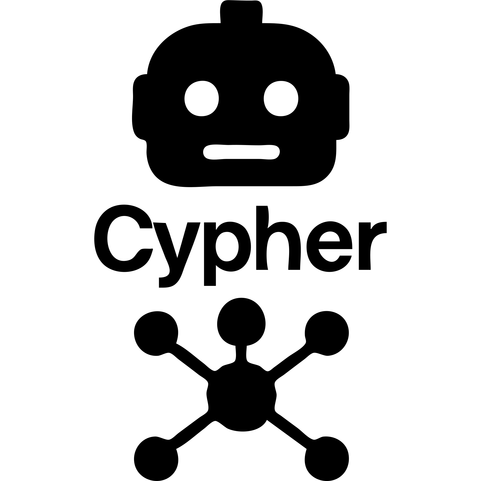 solid filled icon of a robot head with 'Cypher' text and a graph database node-link motif emoji