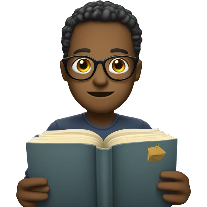 emoji with glasses on and a book in hand emoji