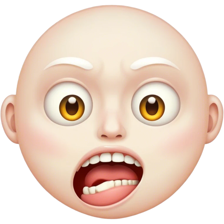 A face with a gaping mouth & pitch white eyes. emoji